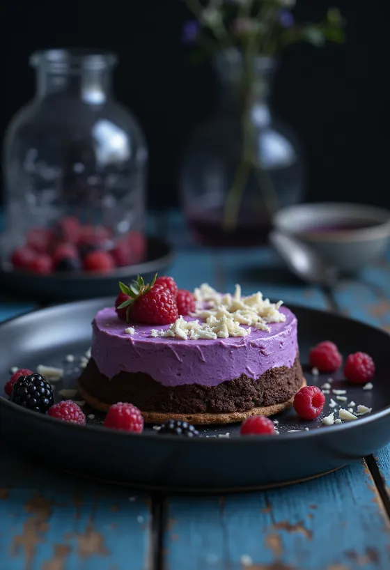 Tarta de mousse de chocolate servida en porciones
