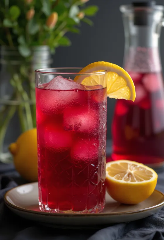 Limonada de hibisco servida en vaso