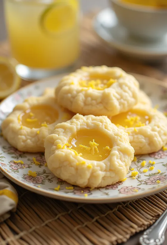 Galletas Linzer de miel y limón servidas