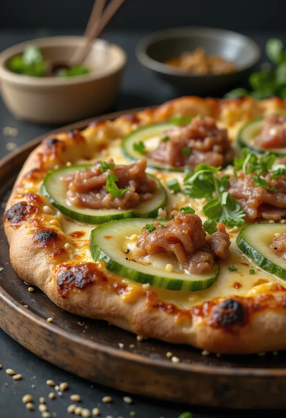 Pizza de Pato Pekín con salsa hoisin y cebolleta