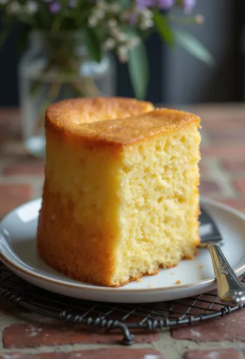 Tarta de bizcocho de vainilla servida en plato