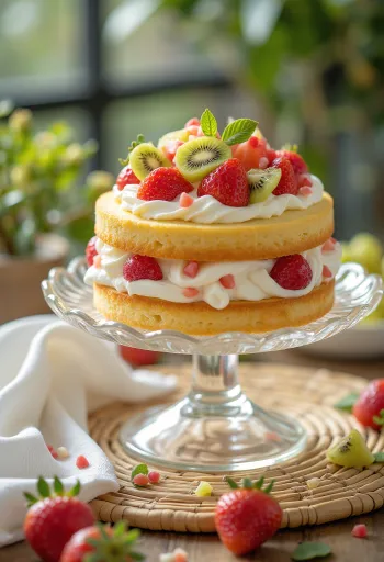 Tarta de crema de frutas servida