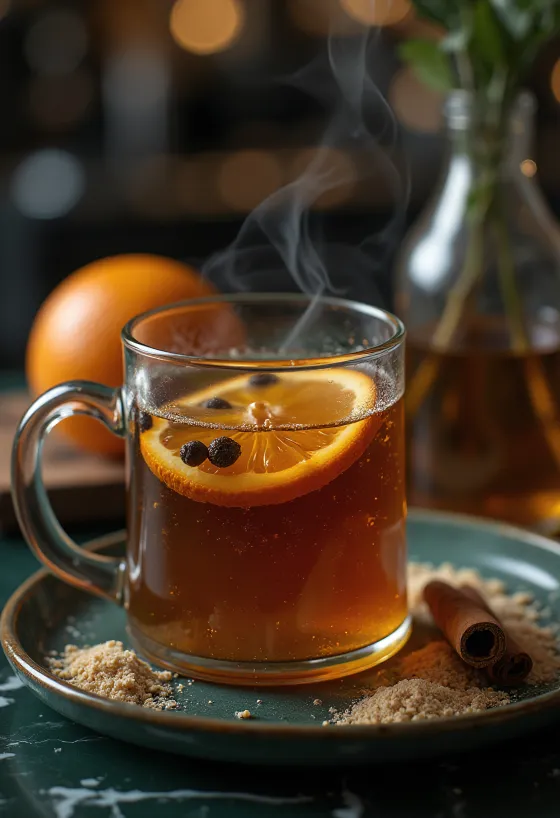 Sidra con clavo en una taza