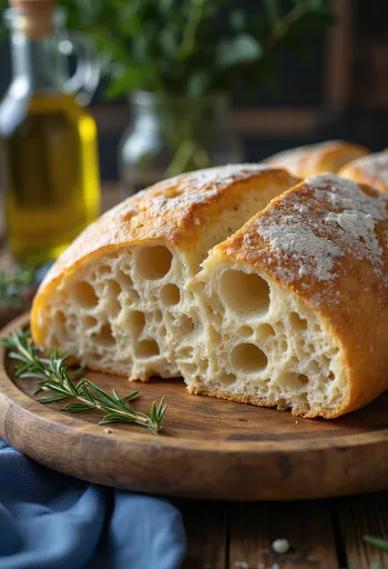 Ciabatta pan italiano recién horneado