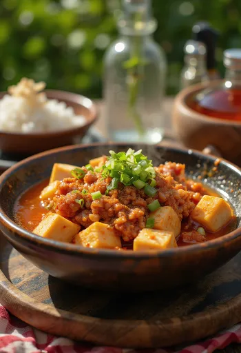 Mapo Tofu, tofu de Sichuan con cerdo picado y salsa picante
