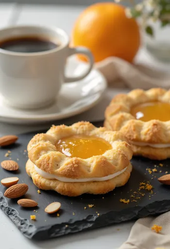 Linzer de almendra y naranja servido