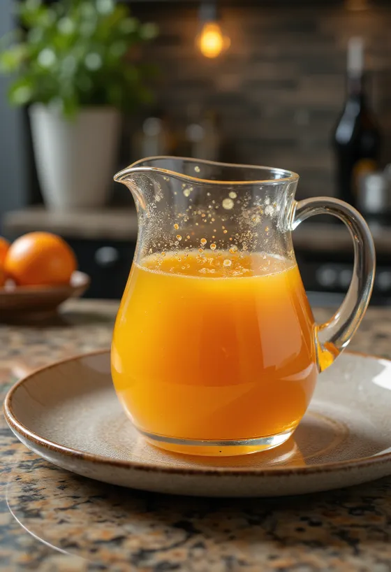 Salsa de naranja al romero servida