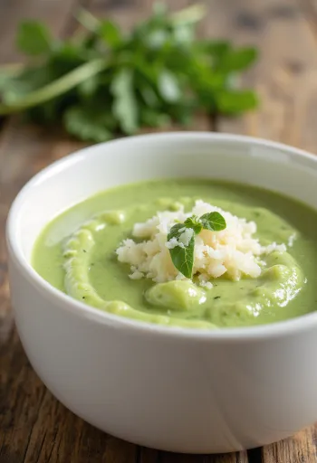 Salsa cremosa de rúcula servida