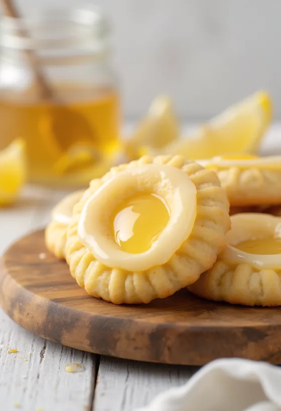 Galletas Linzer de limón y miel glaseadas