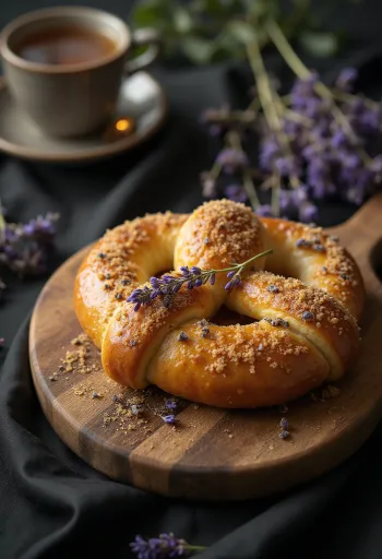 Pretzels de lavanda servidos