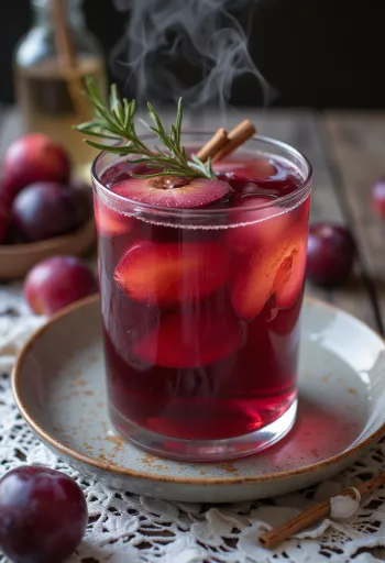 Sidra con ciruelas servida en vaso