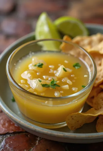 Salsa de lima al tequila servida