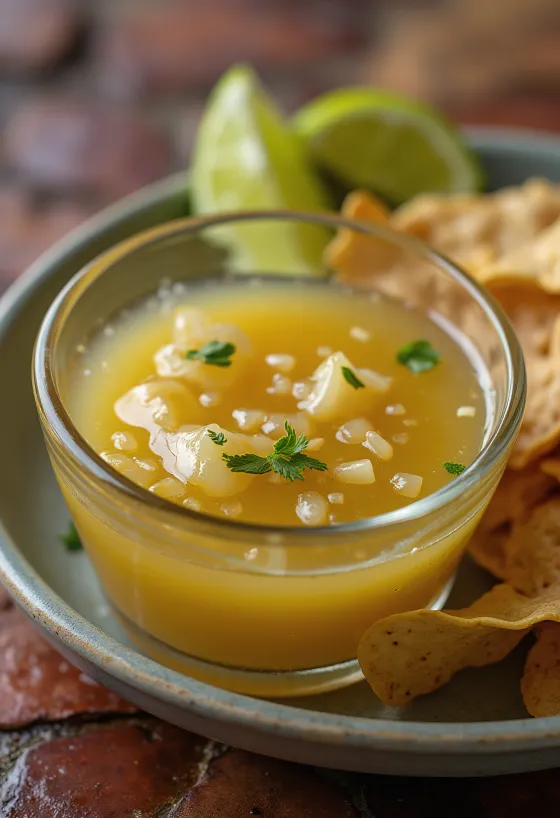 Salsa de lima al tequila servida