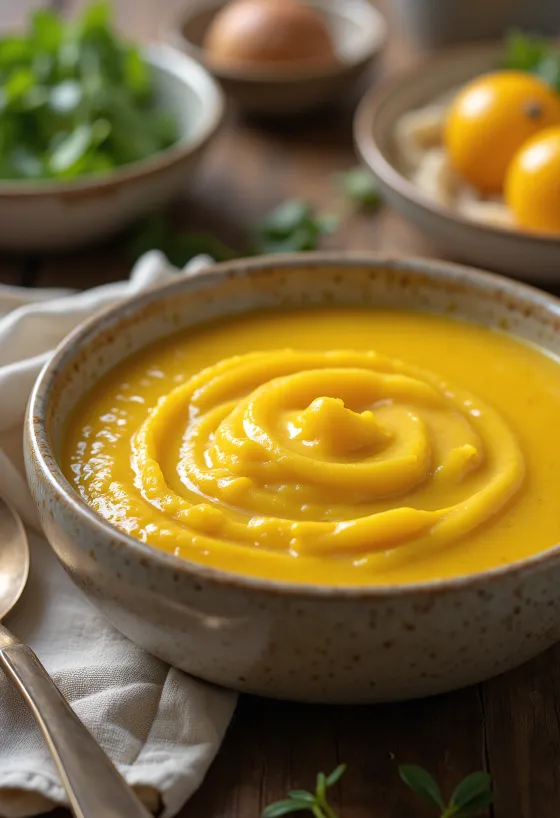 Salsa de frutas al curry servida