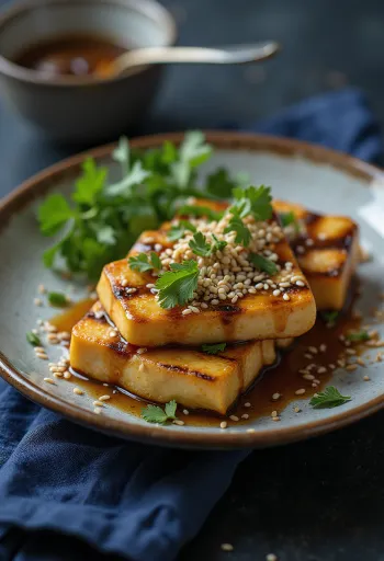 Tofu a la plancha con aliño de jengibre