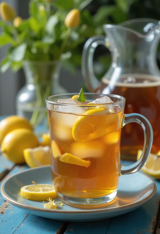 Té helado casero recién servido