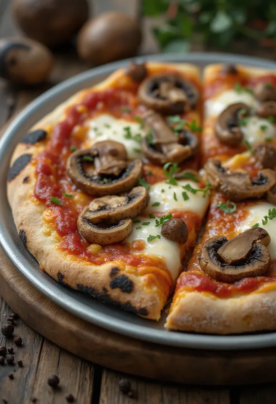 Pizza ai Funghi di Bosco con setas silvestres y mozzarella
