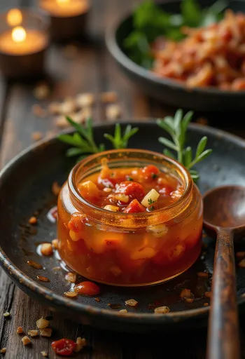 Salsa de chile dulce servida