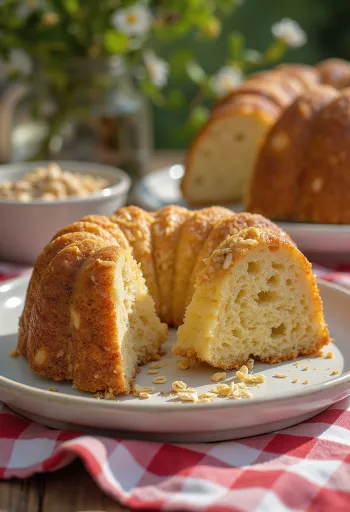 Bundt cake de avena servido