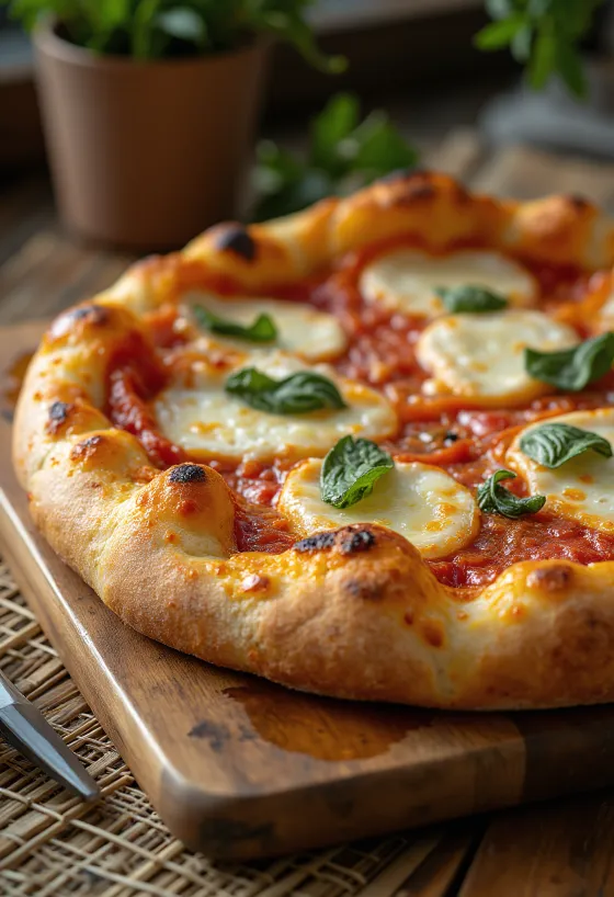 Pizza al Taglio de masa gruesa con mozzarella