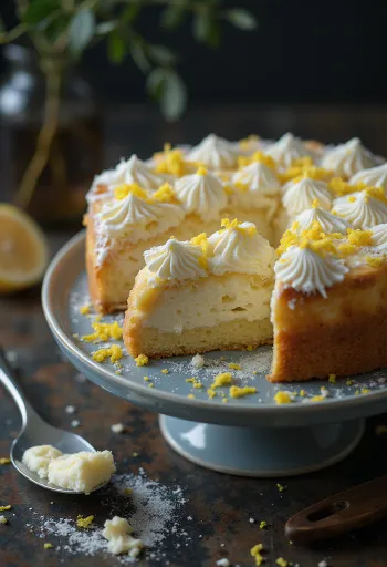 Tarta clásica de requesón espolvoreada con azúcar glas