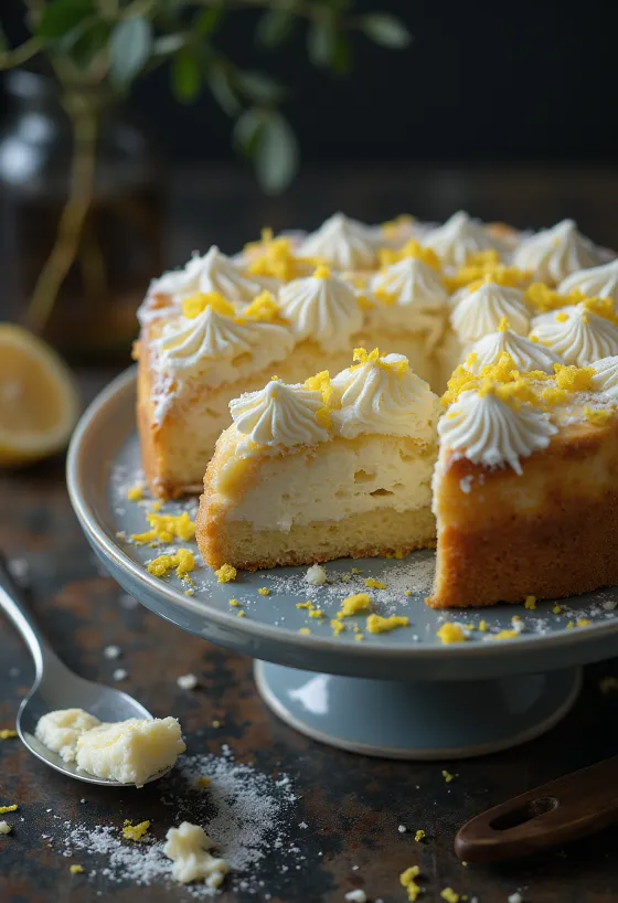 Tarta clásica de requesón espolvoreada con azúcar glas