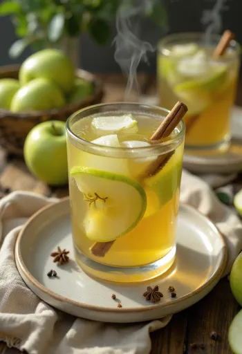 Sidra de manzana verde en una taza