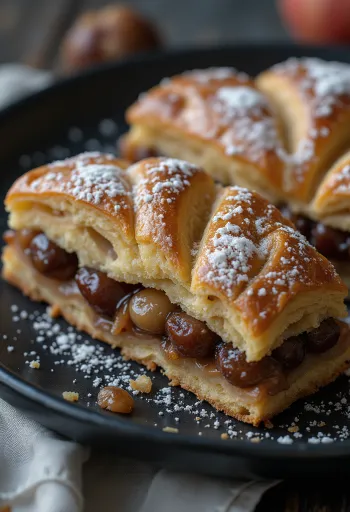 Linzer de castañas y manzana servido