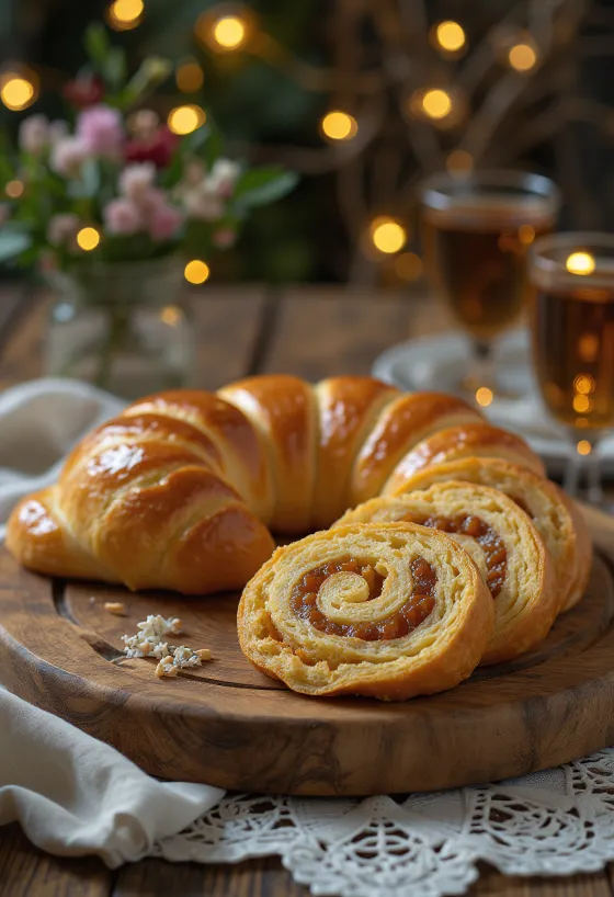 Bejgli de mazapán con corteza dorada y rico relleno