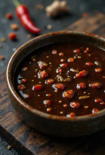 Salsa de soja con miel servida