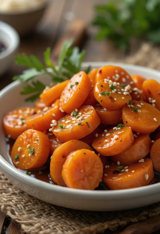 Yeongeun Jorim, zanahorias coreanas en salsa de soja con sésamo