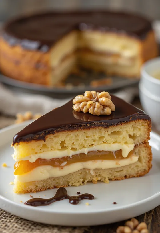 Tarta Gerbeaud servida
