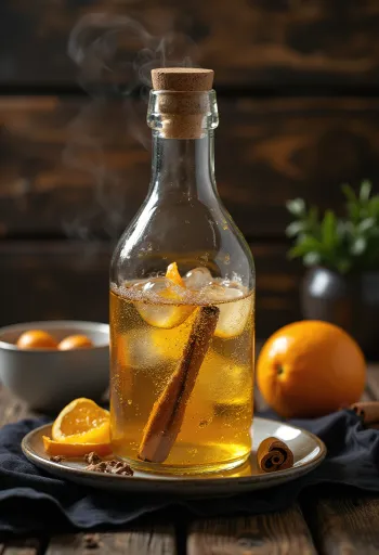 Sidra dulce americana en vaso con especias