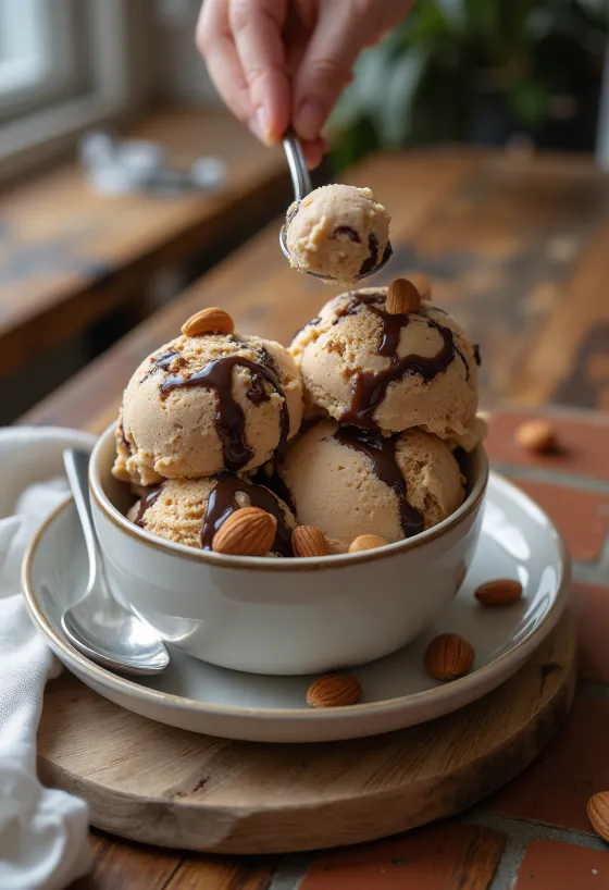 Helado Jamoca Almond Fudge servido