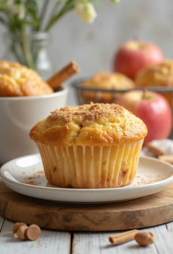 Muffins de castañas y manzana servidos