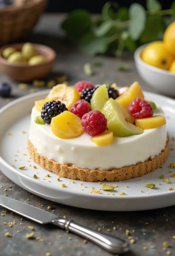Tarta de yogur con frutas