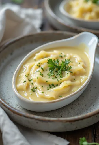 Salsa de vino blanco al estragón servida con pollo a la parrilla