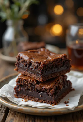 Brownie con rico sabor a chocolate, cortado en porciones