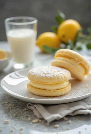 Linzer de limón y vainilla rellenas de crema