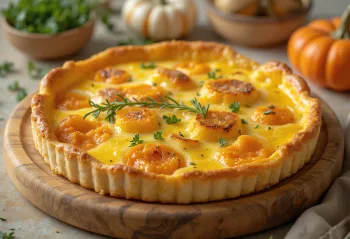 Quiche de calabaza Hokkaido, relleno de huevo y perejil fresco