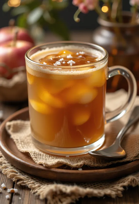 Sidra de manzana al caramelo servida