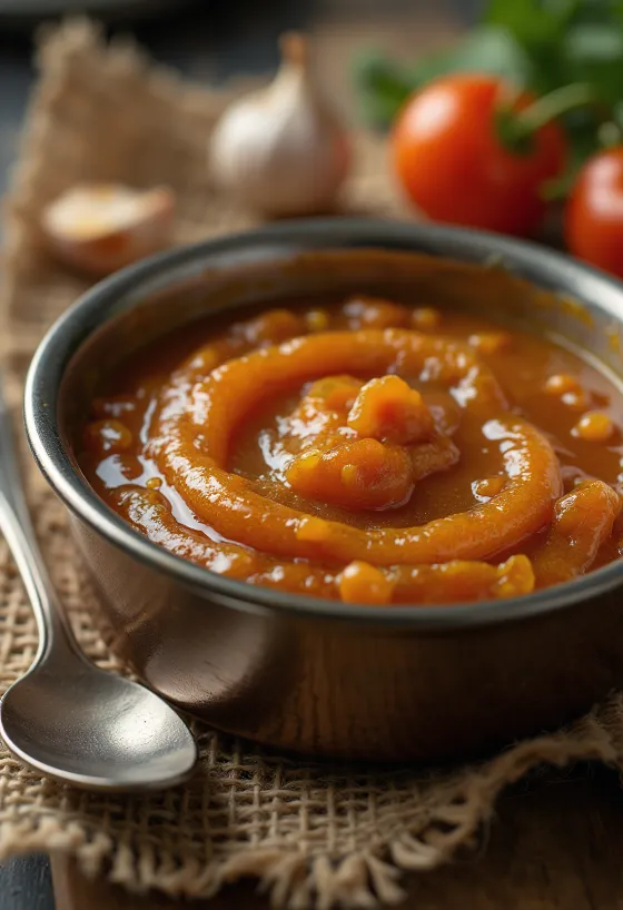 Salsa BBQ de toffee y chile servida