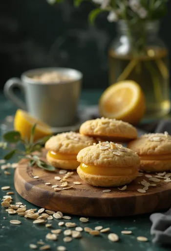 Linzer de avena y limón con textura rústica