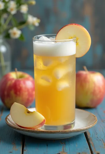 Zumo de manzana recién exprimido servido en vaso