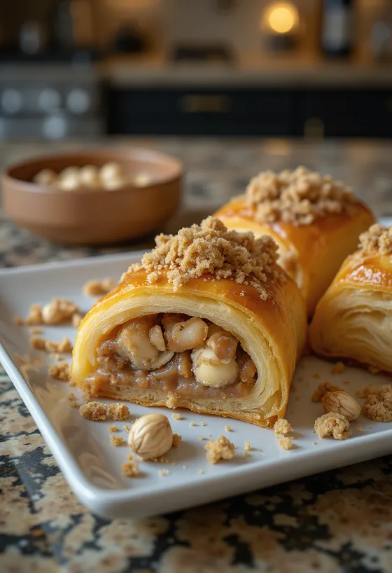 Strudel de Ferrero Rocher servido