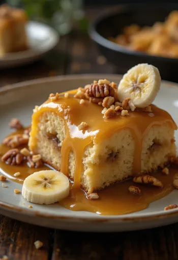 Tarta de plátano y caramelo decorada