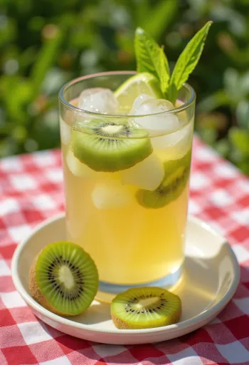 Sidra helada de kiwi recién servida