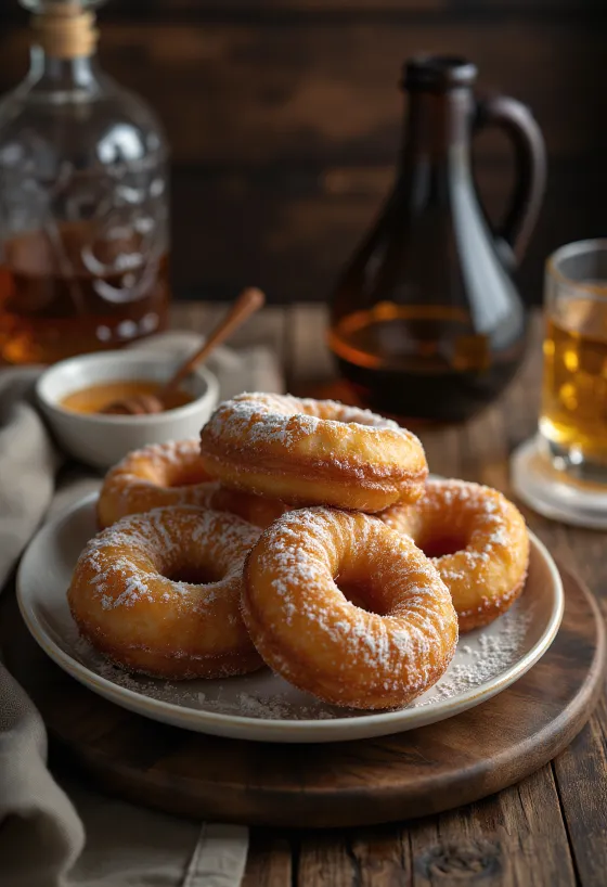 Buñuelos con sabor a pan de jengibre en presentación navideña