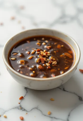 Salsa de chile, jengibre y sésamo servida