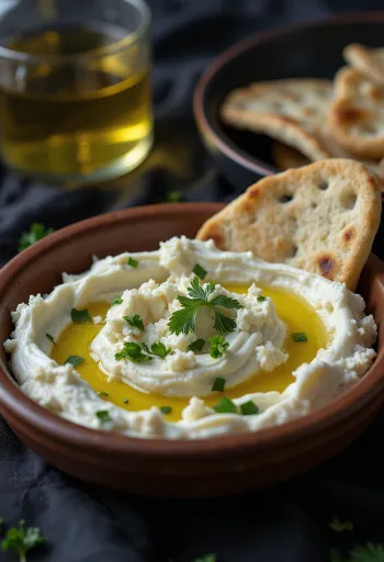 Salsa de yogur Haydari servida con verduras frescas